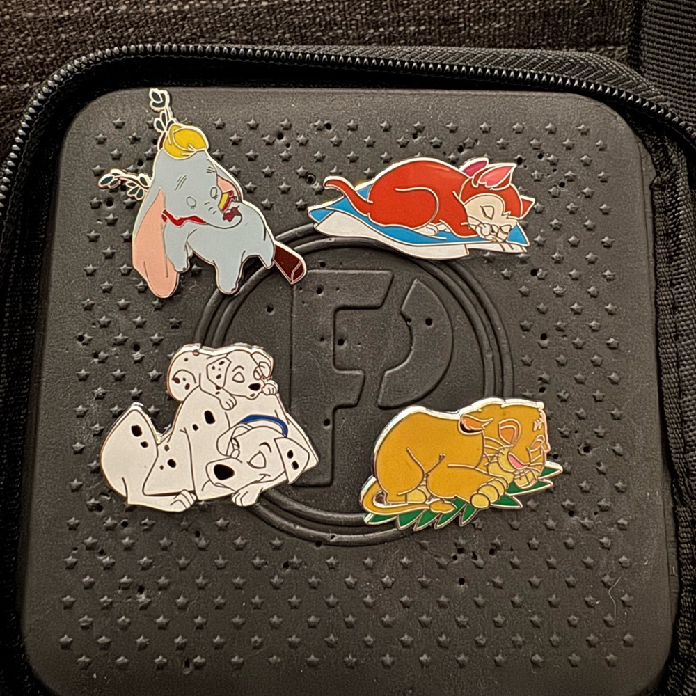 Disney Sleeping Character Enamel Pin Set - Red, Yellow, Blue, White, Brown